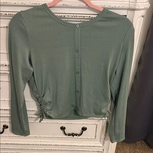 Self Esteem Sage Button Down Ribbed Top